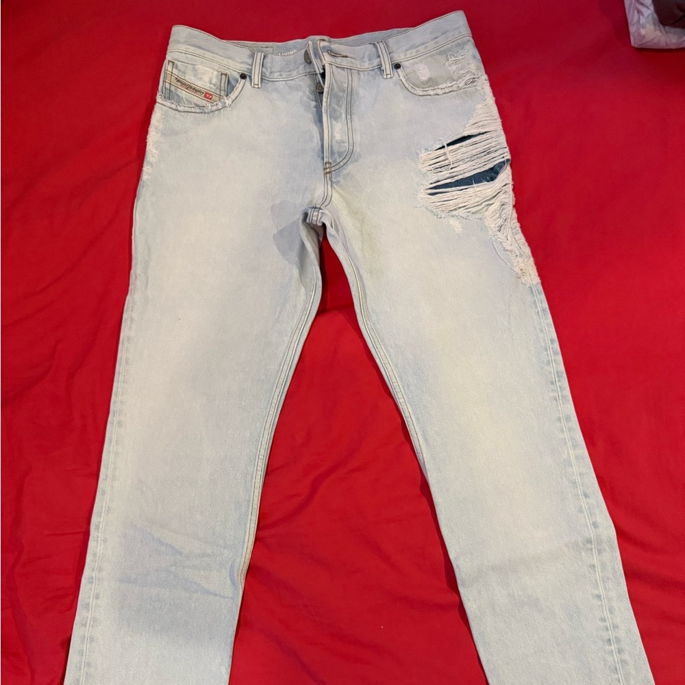 Diesel Light Blue Distressed Men Jeans